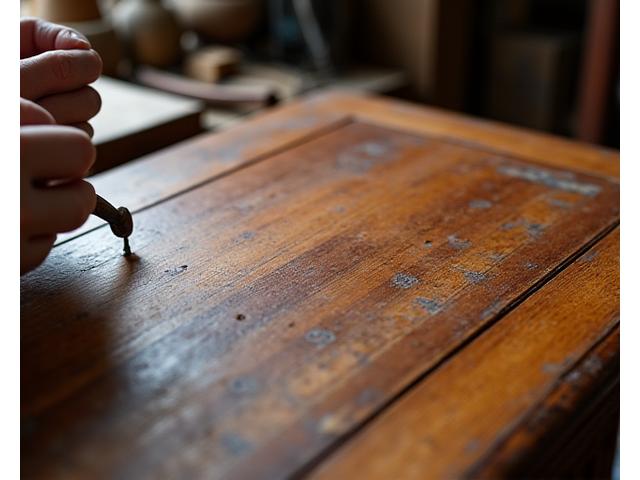 Deskundige restauratie van een antieke houten kast, waarbij oude patina wordt behouden