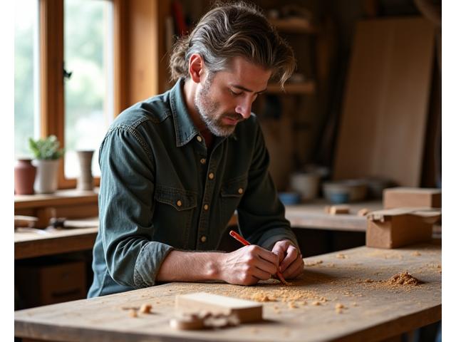 Oprichter Jan van der Velden aan het werk in de HoutWende Craft werkplaats