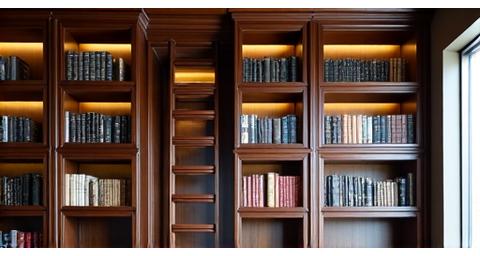 Inbouwboekenkast op maat met ladder